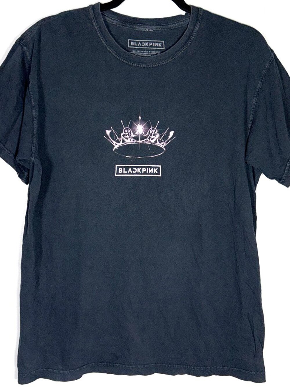BlackPink Kpop Music Album Pink Crown Graphic Band 2020 Tee Black T-Shirt Top M